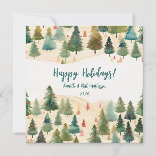 Weihnachtsbäume Rustikaler Wald Feiertagskarte (Vorderseite)