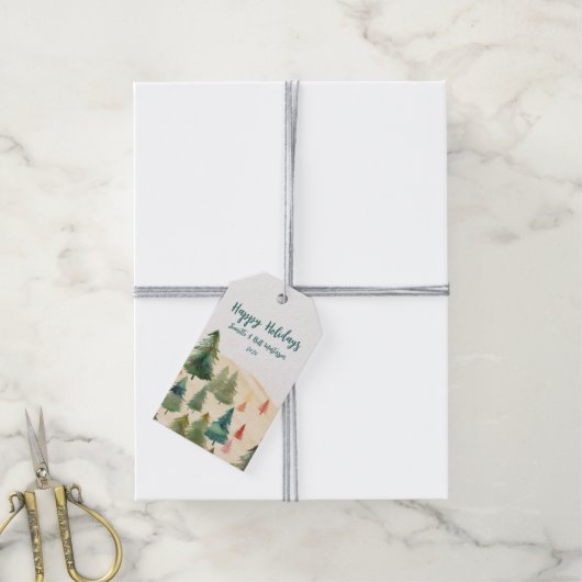 Weihnachtsbäume Rustikaler Wald Geschenkanhänger (Mit Garn)