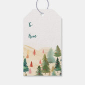 Weihnachtsbäume Rustikaler Wald Geschenkanhänger (Rückseite)