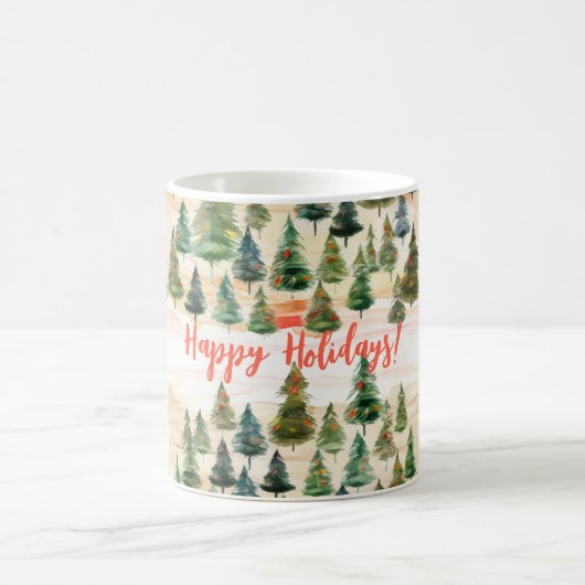 Weihnachtsbäume Rustikaler Wald Kaffeetasse (Mittel)