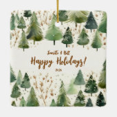 Weihnachtsbäume Rustikaler Wald Keramikornament (Rückseite)