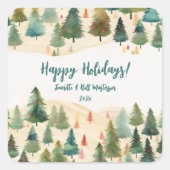 Weihnachtsbäume Rustikaler Wald Quadratischer Aufkleber (Vorderseite)