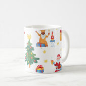 Weihnachtsbäume, Santa: Aquarellmuster. Kaffeetasse (VorderseiteRechts)