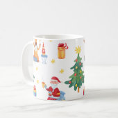 Weihnachtsbäume, Santa: Aquarellmuster. Kaffeetasse (Vorderseite Links)