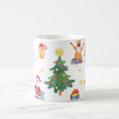 Weihnachtsbäume, Santa: Aquarellmuster. Kaffeetasse (Mittel)