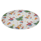 Weihnachtsbäume, Santa: Aquarellmuster. Schneidebrett (Ecke)