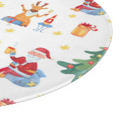 Weihnachtsbäume, Santa: Aquarellmuster. Schneidebrett (Ecke)