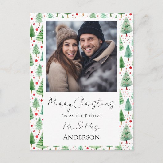 Weihnachtsbäume Save the Date Postkarte (Vorderseite)