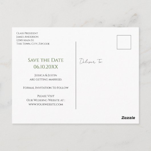 Weihnachtsbäume Save the Date Postkarte (Rückseite)