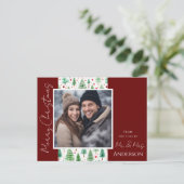 Weihnachtsbäume Save the Date Postkarte (Stehend Vorderseite)