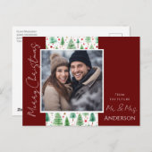 Weihnachtsbäume Save the Date Postkarte (Vorne/Hinten)