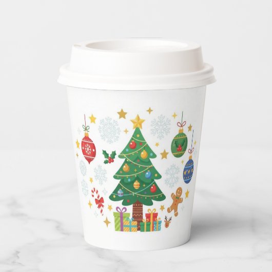 Weihnachtsbäume & Schmuck Pappbecher (Rückseite)