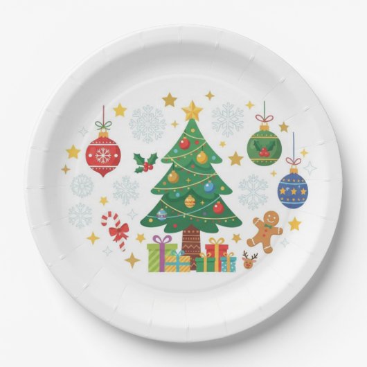 Weihnachtsbäume & Schmuck Pappteller (Vorderseite)