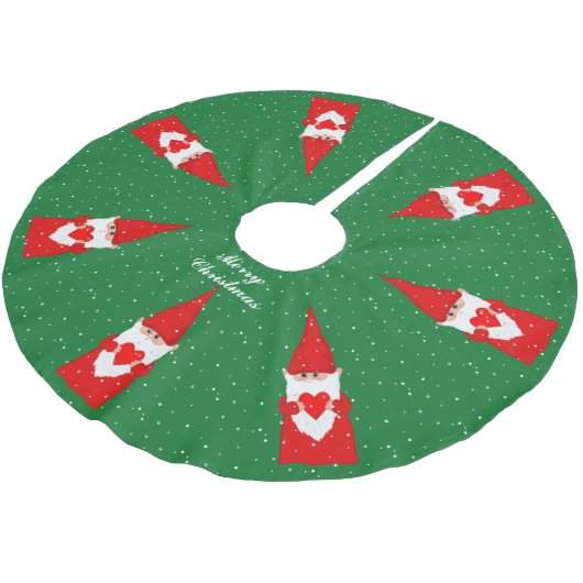 Weihnachtsbäume & Schneeflocken auf Grün Polyester Weihnachtsbaumdecke (Schrägansicht)