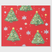 Weihnachtsbäume & Schneeflocken Geschenkpapier (Flach)
