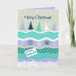 Weihnachtsbäume & Schneeflocken Karte von uns beid