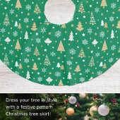 Weihnachtsbäume Schneeflocken Muster Grün Polyester Weihnachtsbaumdecke