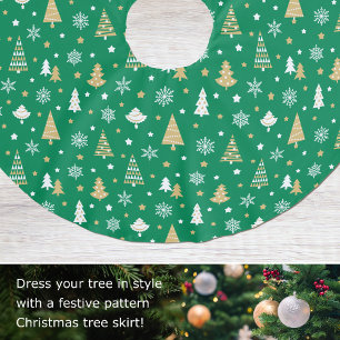 Weihnachtsbäume Schneeflocken Muster Grün Polyester Weihnachtsbaumdecke