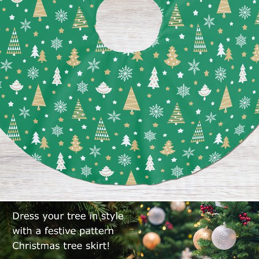 Weihnachtsbäume Schneeflocken Muster Grün Polyester Weihnachtsbaumdecke