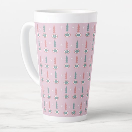 Weihnachtsbäume Schneeflocken Rosa Grün Milchtasse (Linke Ecke)
