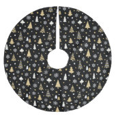 Weihnachtsbäume Schneeflocken Schwarz Polyester Weihnachtsbaumdecke (Vorderseite)