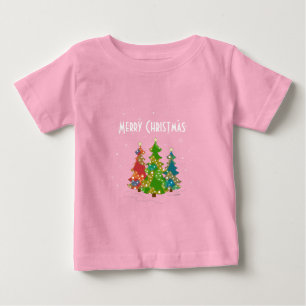 Weihnachtsbäume Schneeflocken Whimsical Fun Red Baby T-shirt