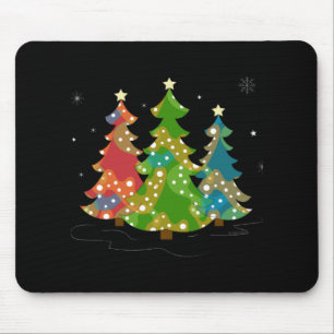 Weihnachtsbäume Schneeflocken Whimsical Spaß Rot T Mousepad