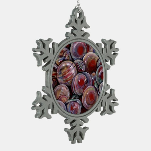 Weihnachtsbäume Schneeflocken Zinn-Ornament (Links)