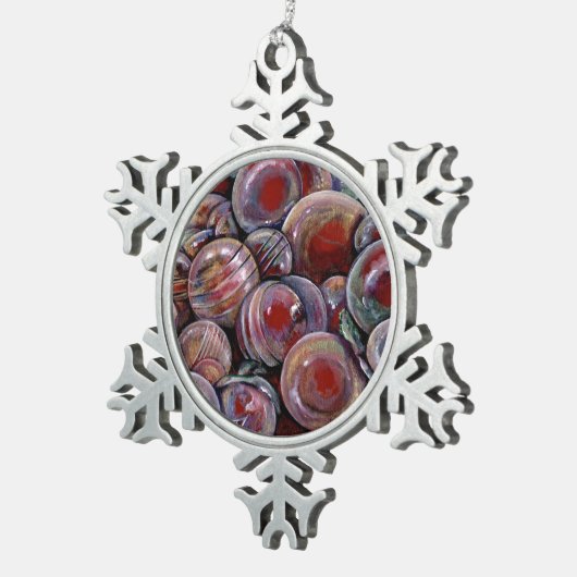 Weihnachtsbäume Schneeflocken Zinn-Ornament (Rechts)