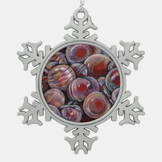 Weihnachtsbäume Schneeflocken Zinn-Ornament (Vorderseite)