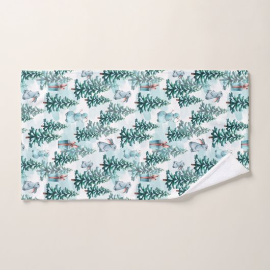 Weihnachtsbäume, Schneemänner, Bunnies und Geschen Badhandtuch Set (Handtuch)