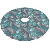 Weihnachtsbäume, Schneemänner, Bunnies und LKW Fleece Weihnachtsbaumdecke (Schrägansicht)