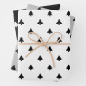 Weihnachtsbäume Schwarz-weiß grau minimalistisch Geschenkpapier Set (Beispiel)