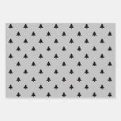 Weihnachtsbäume Schwarz-weiß grau minimalistisch Geschenkpapier Set (Vorderseite 2)