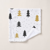 Weihnachtsbäume schwarzes goldenes Muster Handtuch Badhandtuch Set (Waschlappen)