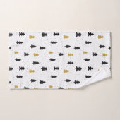 Weihnachtsbäume schwarzes goldenes Muster Handtuch Badhandtuch Set (Handtuch)