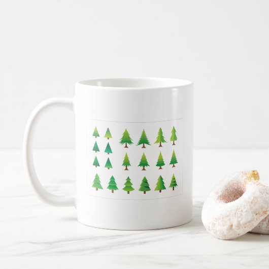 Weihnachtsbäume Set | Festive Weihnachtsfeiertage Kaffeetasse (Mit Donut)