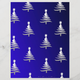 Weihnachtsbäume Silber auf Cobalt Blue