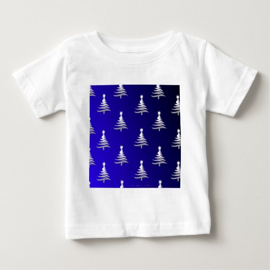 Weihnachtsbäume Silber auf Cobalt Blue Baby T-shirt (Vorderseite)