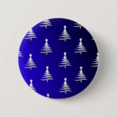 Weihnachtsbäume Silber auf Cobalt Blue Button (Vorderseite)