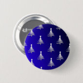 Weihnachtsbäume Silber auf Cobalt Blue Button (Vorne & Hinten)