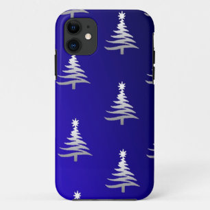 Weihnachtsbäume Silber auf Cobalt Blue Case-Mate iPhone Hülle