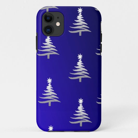 Weihnachtsbäume Silber auf Cobalt Blue Case-Mate iPhone Hülle (Rückseite)