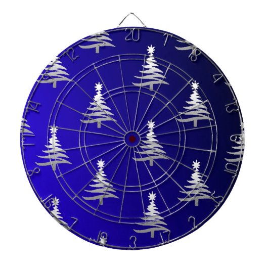 Weihnachtsbäume Silber auf Cobalt Blue Dartscheibe (vorne)
