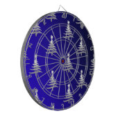 Weihnachtsbäume Silber auf Cobalt Blue Dartscheibe (Vorderseite Links)