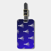 Weihnachtsbäume Silber auf Cobalt Blue Gepäckanhänger (Vorderseite vertikal)