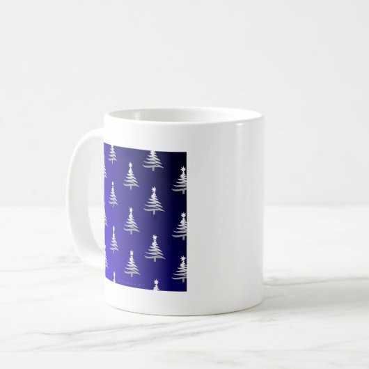 Weihnachtsbäume Silber auf Cobalt Blue Kaffeetasse (Vorderseite Links)