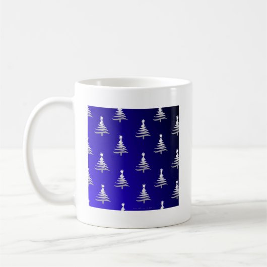 Weihnachtsbäume Silber auf Cobalt Blue Kaffeetasse (Links)