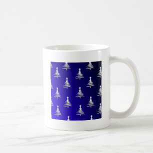 Weihnachtsbäume Silber auf Cobalt Blue Kaffeetasse