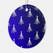 Weihnachtsbäume Silber auf Cobalt Blue Keramikornament (Links)